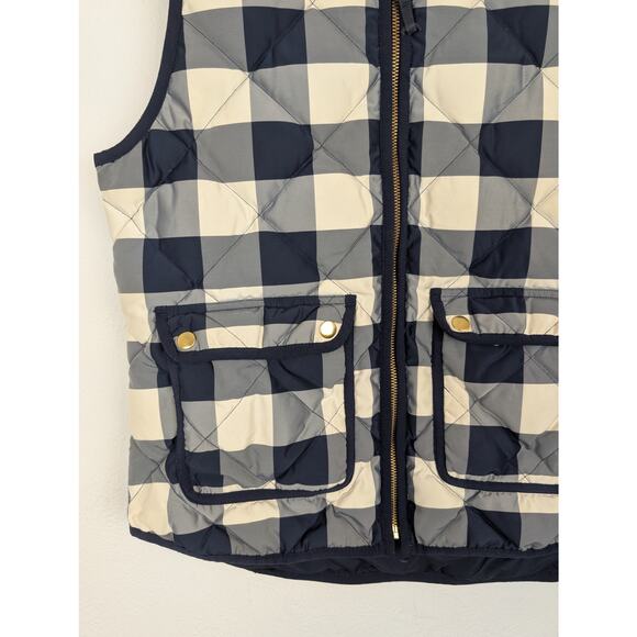 J Crew Excursion Vest Plaid Check Down Filled Quilted Fall Blue White Size S - Picture 6 of 13